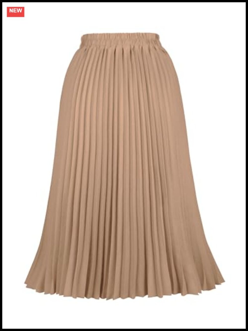 Women's Pleated A-Line Swing Midi Skirt High Elastic Waist